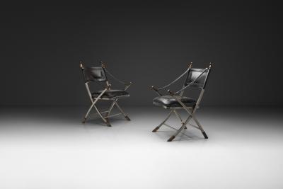 Pair of Metal and Leatherette Armchairs Europe ca 1960s