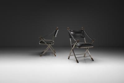 Pair of Metal and Leatherette Armchairs Europe ca 1960s