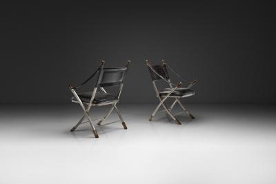 Pair of Metal and Leatherette Armchairs Europe ca 1960s