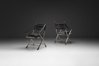 Pair of Metal and Leatherette Armchairs Europe ca 1960s