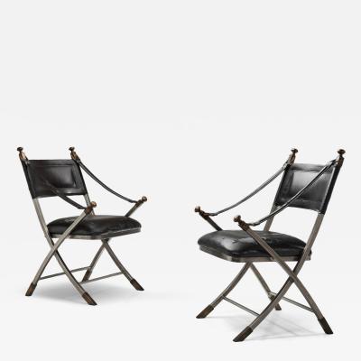 Pair of Metal and Leatherette Armchairs Europe ca 1960s