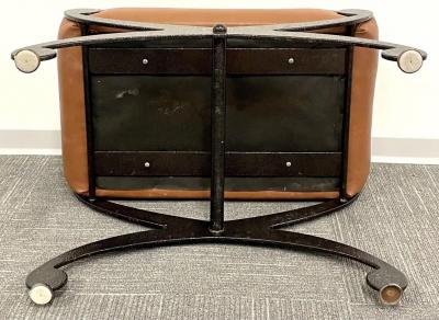 Pair of Metal x Form Benches Footstools Ottomans Leather Seats Rustic