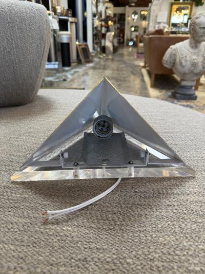 Pair of Mid Century Acrylic and Brass Geometric Sconces 1970s