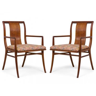 Pair of Mid Century American Upholstered Seat Armchairs