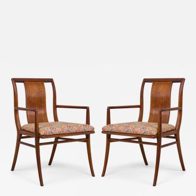 Pair of Mid Century American Upholstered Seat Armchairs