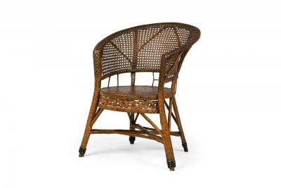 Pair of Mid Century American Wicker Cane Pull Up Armchairs