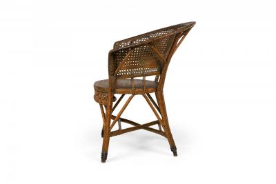 Pair of Mid Century American Wicker Cane Pull Up Armchairs