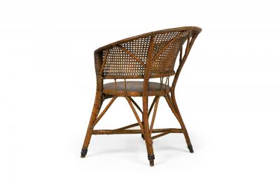 Pair of Mid Century American Wicker Cane Pull Up Armchairs