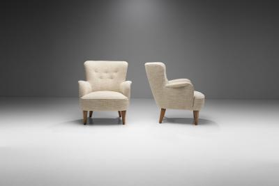 Pair of Mid Century Armchairs by a Swedish Cabinetmaker Sweden ca 1950s