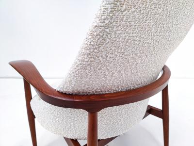 Pair of Mid Century Armchairs in White Boucle
