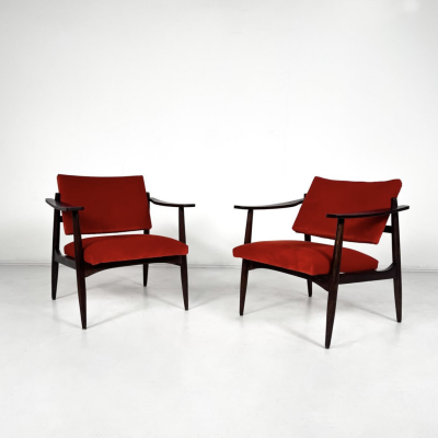 Pair of Mid Century Armchairs in the Style of Edmund Homa