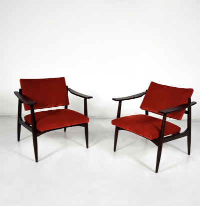 Pair of Mid Century Armchairs in the Style of Edmund Homa