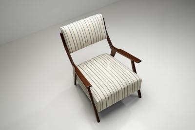 Pair of Mid Century Armchairs with Striped Upholstery Italy 1950s