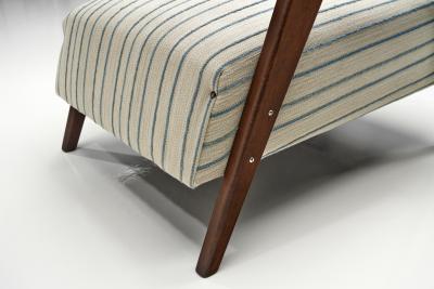 Pair of Mid Century Armchairs with Striped Upholstery Italy 1950s