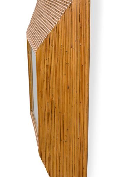 Pair of Mid Century Bohemian Square Pencil Reed Framed Wall Mirrors