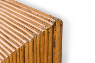 Pair of Mid Century Bohemian Square Pencil Reed Framed Wall Mirrors