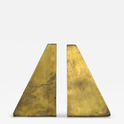 Pair of Mid Century Brass Geometric Form Bookends