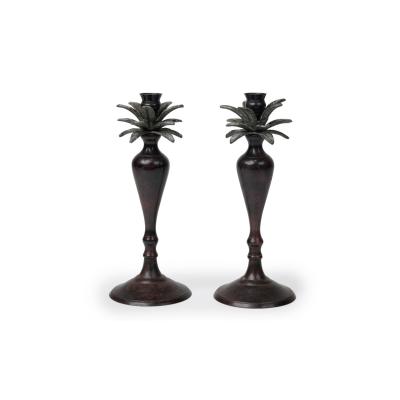 Pair of Mid Century Bronze Palm Tree Candlesticks