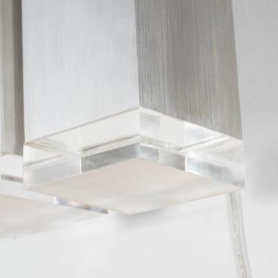 Pair of Mid Century Brushed Aluminum Down Light Sconce with Lucite Detailing