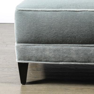 Pair of Mid Century Button Back Detailed Slipper Chairs in Powder Blue Mohair
