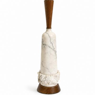 Pair of Mid Century Carved Marble Table Lamps Italy 1960s 