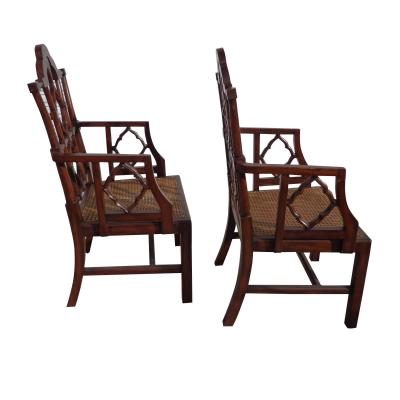 Pair of Mid Century Chinese Chippendale Arm Chairs