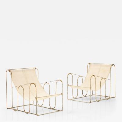 Pair of Mid Century French Classically Arched Chairs Iron Metal 1960s
