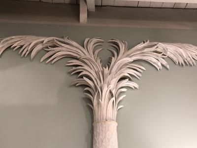 Pair of Mid Century French Style White Resin Pilaster Palm Trees