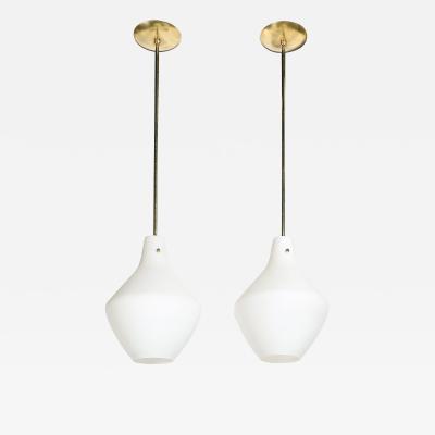 Pair of Mid Century Hand Blown Frosted Organic Murano Glass Pendant Chandeliers