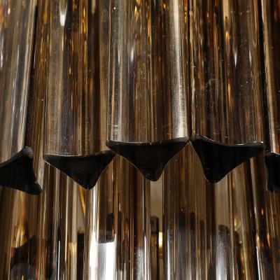 Pair of Mid Century Hand Blown Smoked Murano Glass Three Tier Triedre Sconces