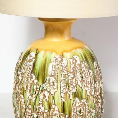 Pair of Mid Century Hand Glazed Expressionistic Organic Modern Ceramic Lamps