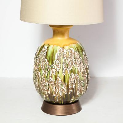 Pair of Mid Century Hand Glazed Expressionistic Organic Modern Ceramic Lamps