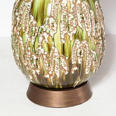 Pair of Mid Century Hand Glazed Expressionistic Organic Modern Ceramic Lamps