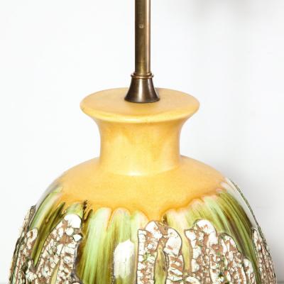 Pair of Mid Century Hand Glazed Expressionistic Organic Modern Ceramic Lamps