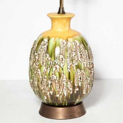 Pair of Mid Century Hand Glazed Expressionistic Organic Modern Ceramic Lamps