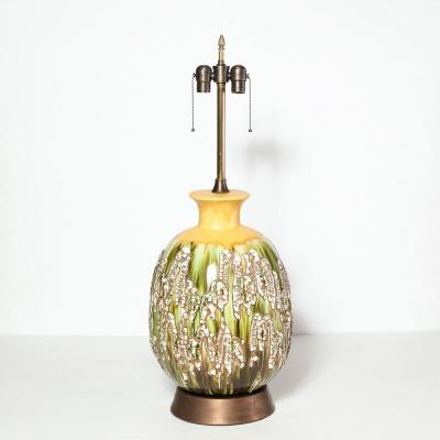 Pair of Mid Century Hand Glazed Expressionistic Organic Modern Ceramic Lamps