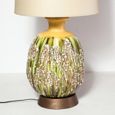 Pair of Mid Century Hand Glazed Expressionistic Organic Modern Ceramic Lamps