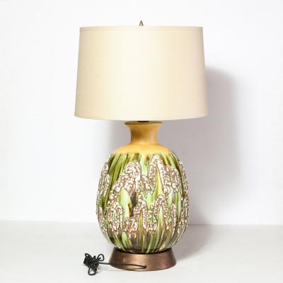 Pair of Mid Century Hand Glazed Expressionistic Organic Modern Ceramic Lamps