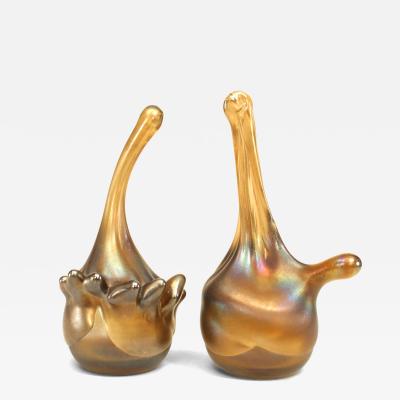 Pair of Mid Century Iridescent Glass Bookends