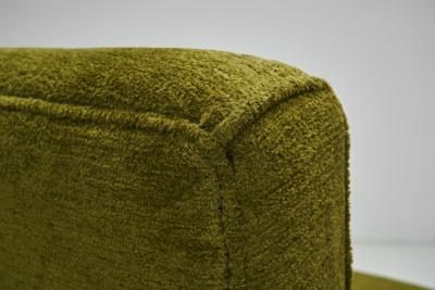 Pair of Mid Century Italian Armchairs with Wooden Bun Feet Italy 1950s