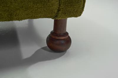 Pair of Mid Century Italian Armchairs with Wooden Bun Feet Italy 1950s