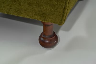 Pair of Mid Century Italian Armchairs with Wooden Bun Feet Italy 1950s