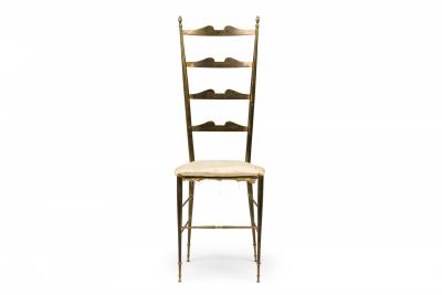 Pair of Mid Century Italian Brass Ladder Back Side Chairs