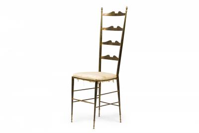 Pair of Mid Century Italian Brass Ladder Back Side Chairs