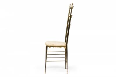 Pair of Mid Century Italian Brass Ladder Back Side Chairs