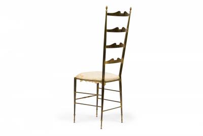 Pair of Mid Century Italian Brass Ladder Back Side Chairs