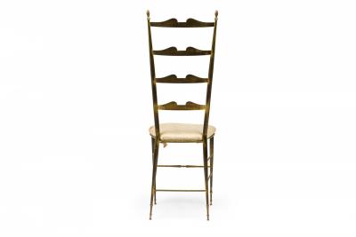 Pair of Mid Century Italian Brass Ladder Back Side Chairs