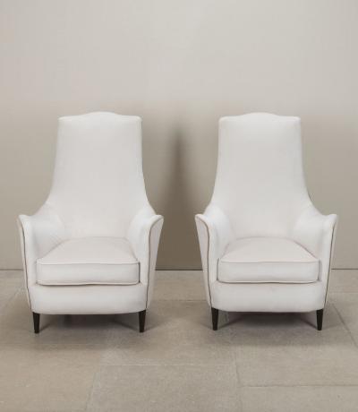 Pair of Mid Century Italian High Backed Lounge Chairs