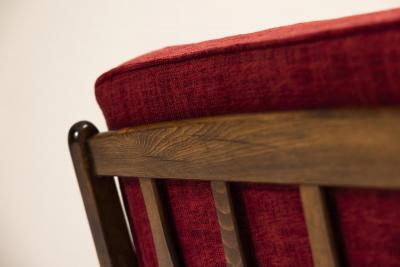 Pair of Mid Century Italian Lounge Chairs in Red Upholstery