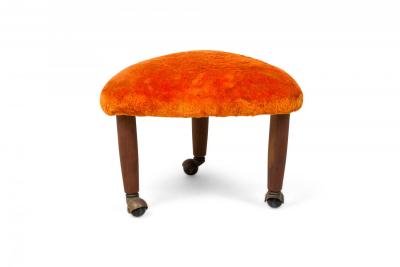 Pair of Mid Century Italian Modern Triangular Orange Upholstered Footstools man